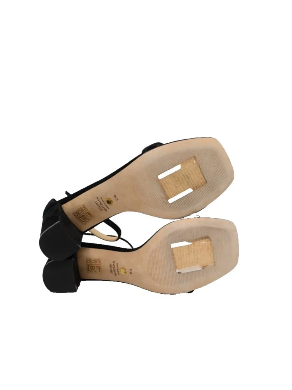 $490 Stuart Weitzman Nudistcurve 75 Block Heel Sandal BLACK SUEDE 9.5 US (TF16)